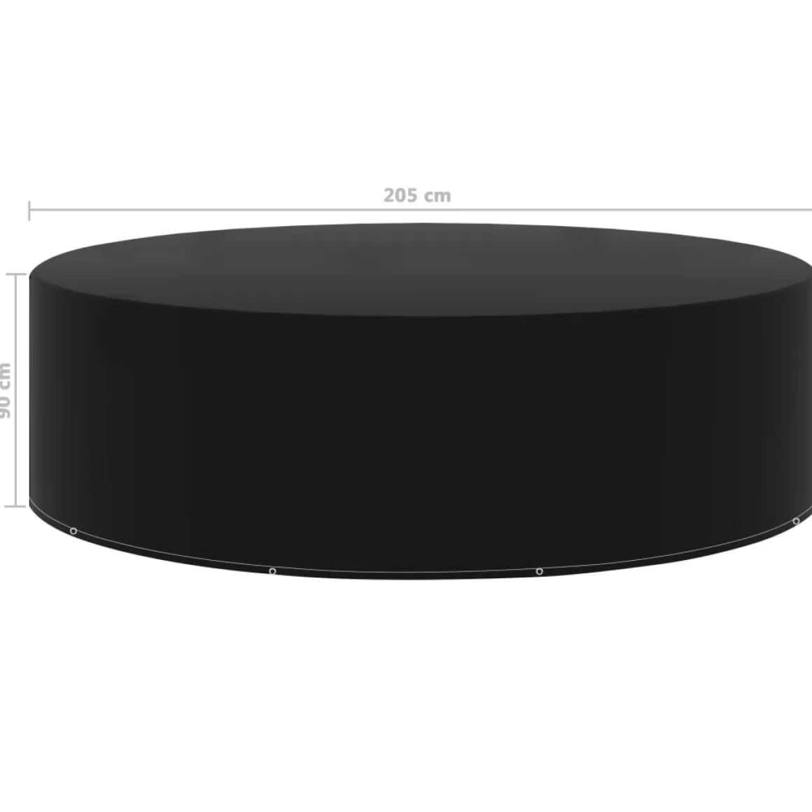 Funda para muebles de jardín 10 ojales aluminio negro Ø205x90 cm