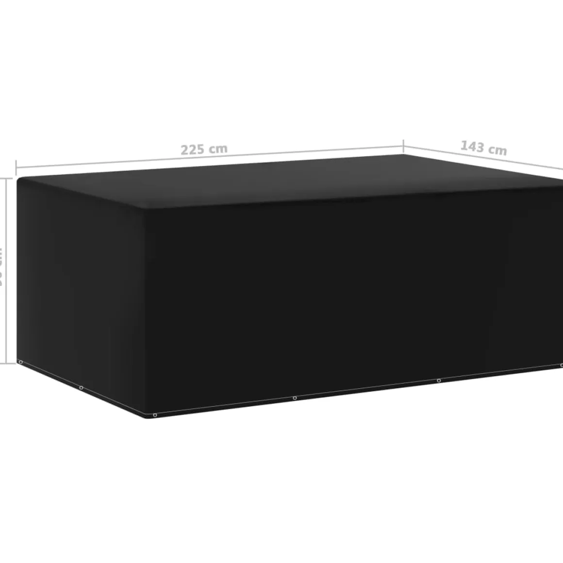 Funda para muebles de jardín 7 ojales aluminio negro 90x143x225 cm