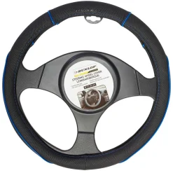 Funda protectora para volante Dunlop con textil negro/azul Ø37-Ø39 cm