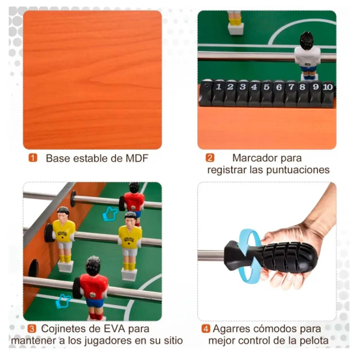 Futbolín de madera Homcom 8 barras 2 pelotas natural 80,7x122x61 cm