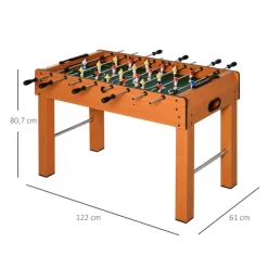 Futbolín de madera Homcom 8 barras 2 pelotas natural 80,7x122x61 cm