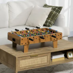 Futbolín de mesa Homcom 6 varillas + 2 marcadores + 18 jugadores +6A natural 22x69x36,5 cm