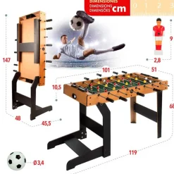 Futbolín plegable CB Games estructura madera +6A marrón/negro 68x119x51 cm
