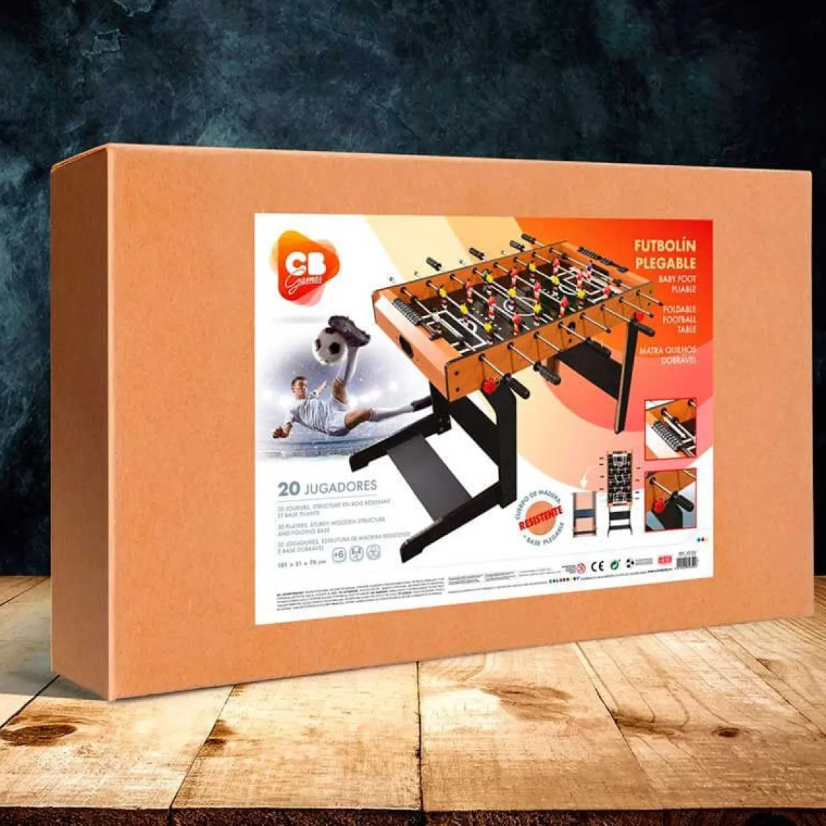 Futbolín plegable CB Games estructura madera +6A marrón/negro 68x119x51 cm