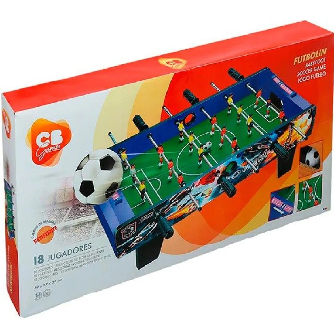 Futbolín sobremesa CB Games estructura madera +6A azul 24x69x37 cm