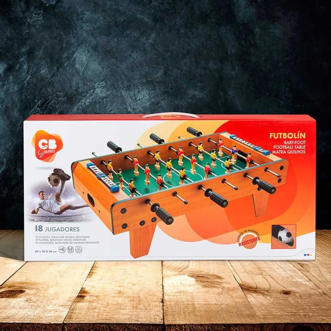 Futbolín sobremesa CB Games estructura madera +6A marrón 20x60x30 cm