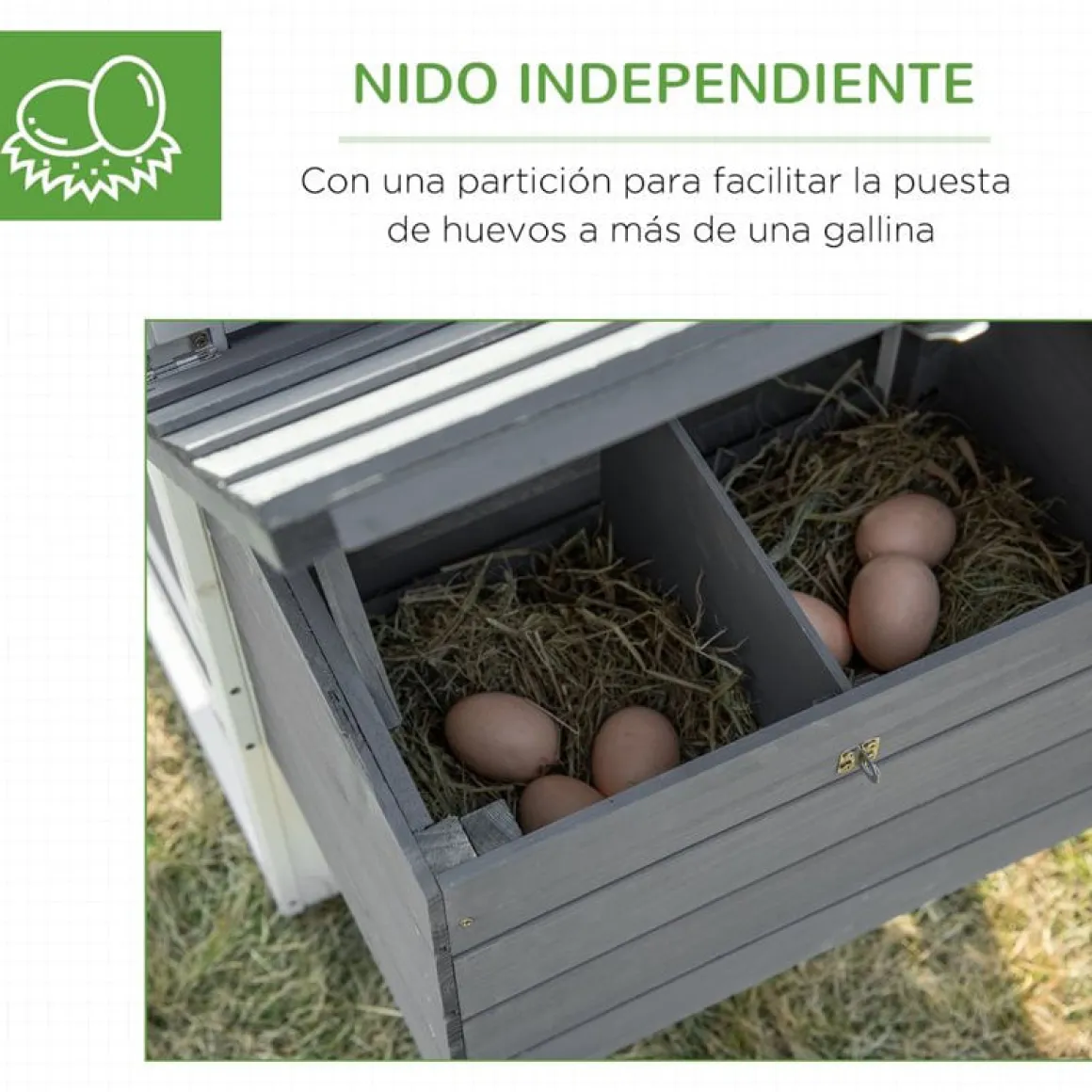 Gallinero PawHut madera gris/blanco 87x150,5x54 cm
