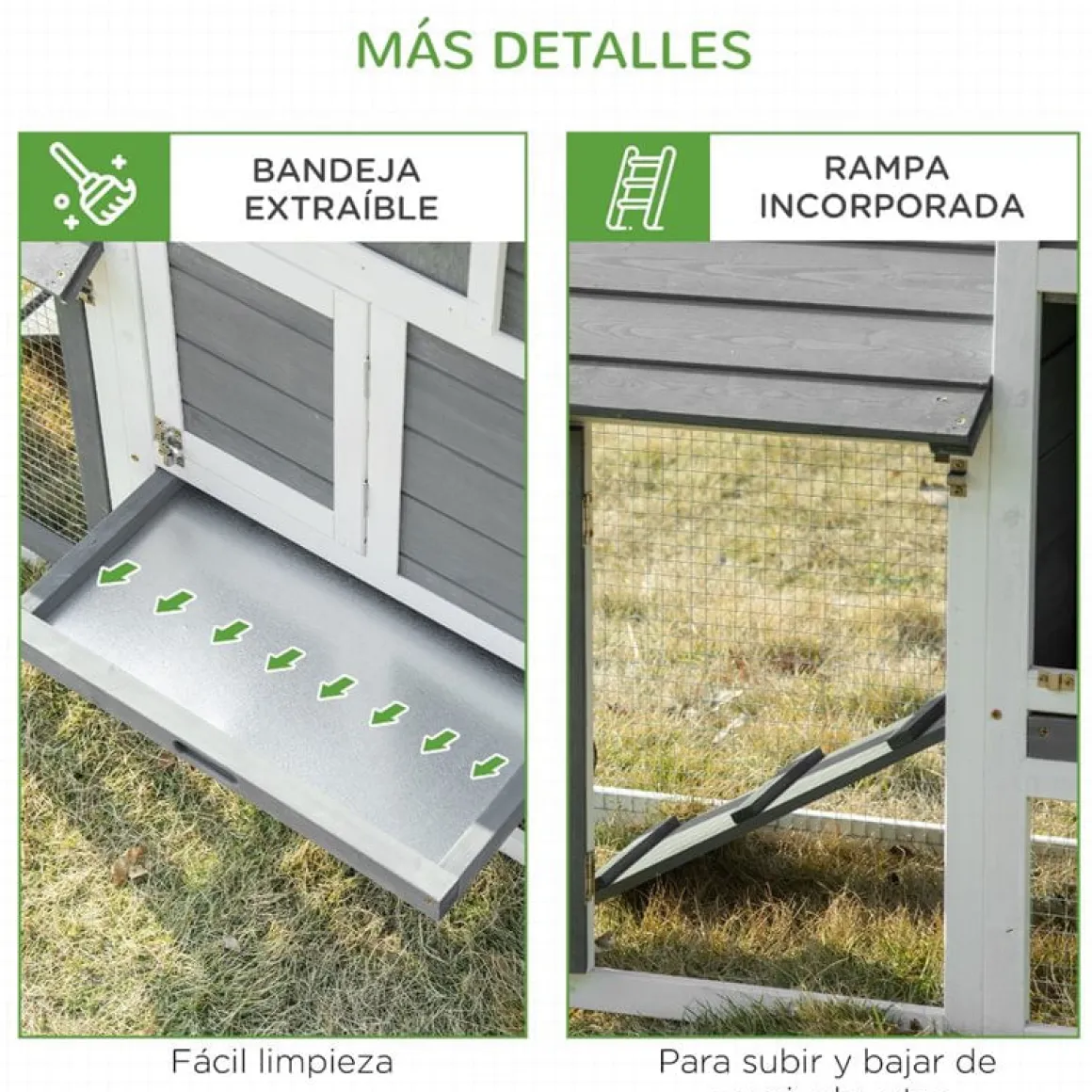Gallinero PawHut madera gris/blanco 87x150,5x54 cm
