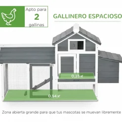 Gallinero PawHut madera gris/blanco 87x150,5x54 cm