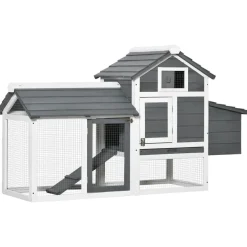 Gallinero PawHut madera gris/blanco 87x150,5x54 cm