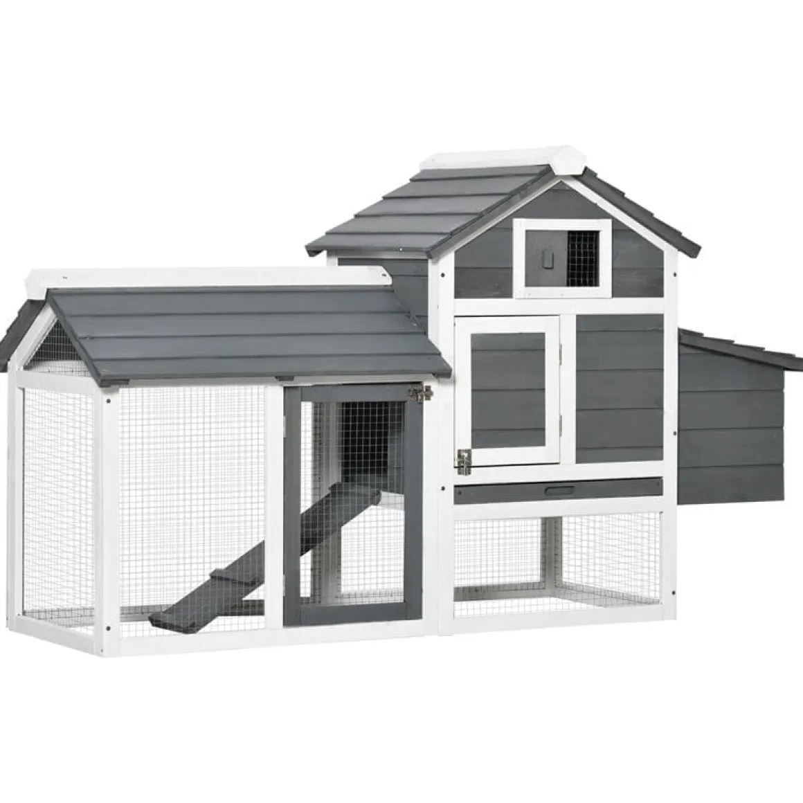 Gallinero PawHut madera gris/blanco 87x150,5x54 cm