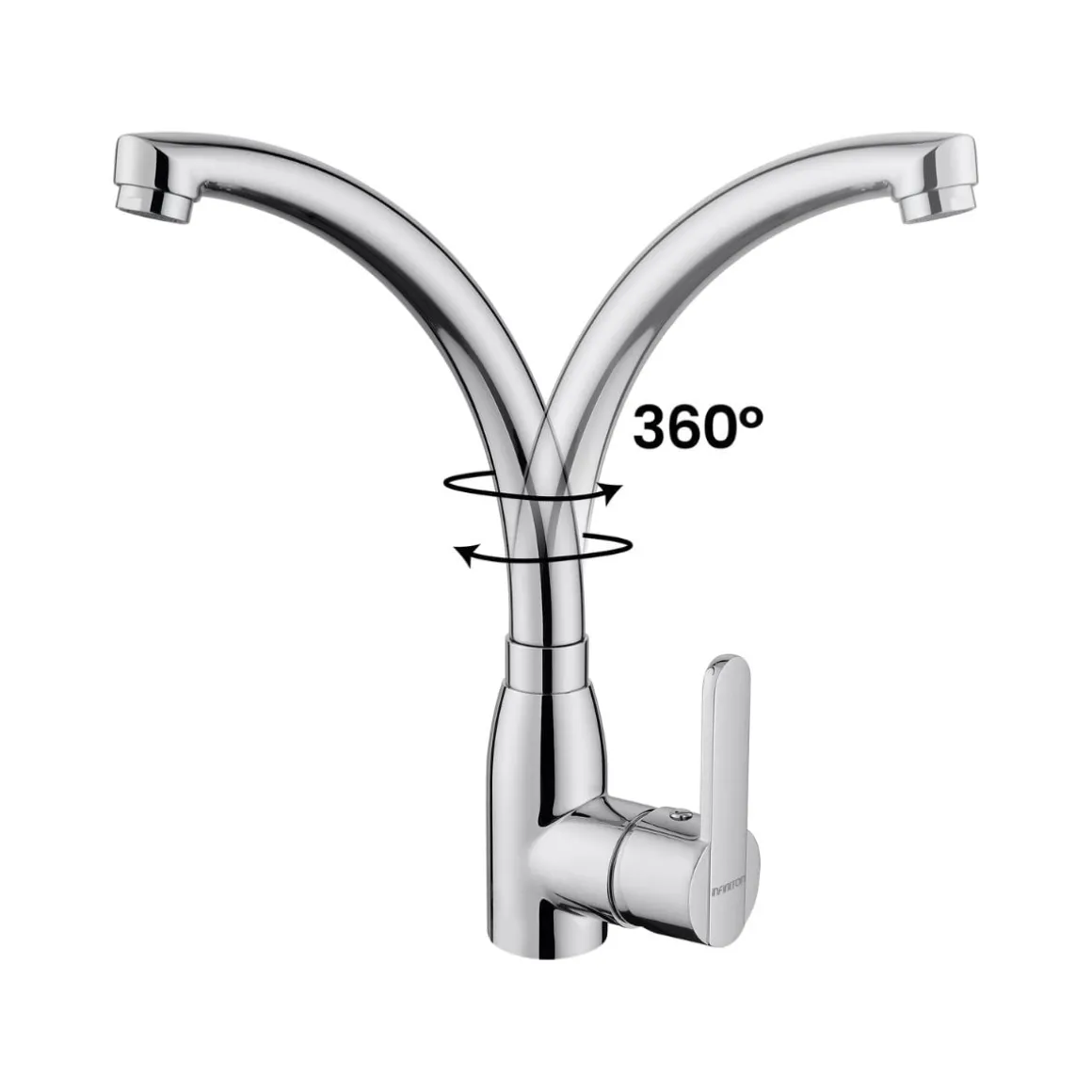 Grifo Infiniton ACH248 caño alto giratorio acero inox cromado 30,9 cm