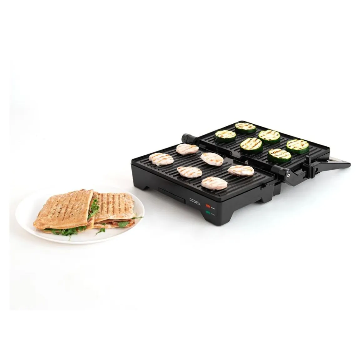 Grill doble placa Gallery Dcook 1600W tapa basculante negro