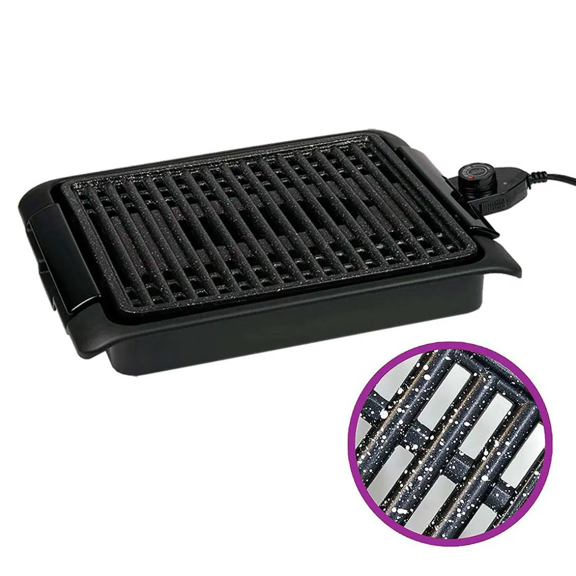 Grill eléctrico BN3673 parrilla antiadherente 1250W negro