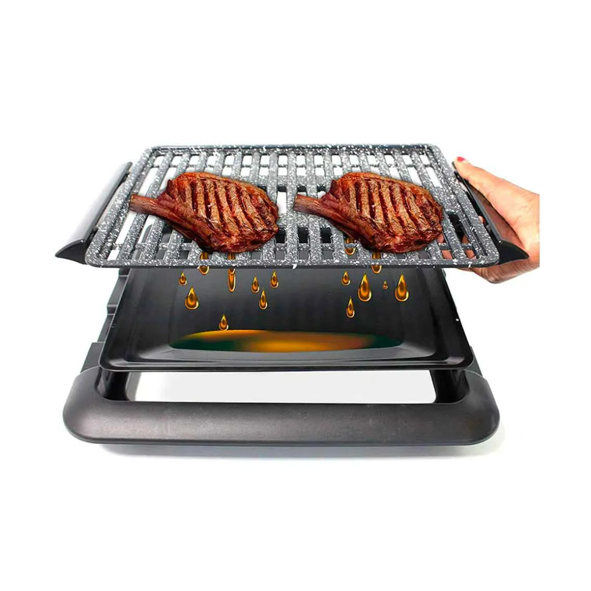 Grill eléctrico BN3673 parrilla antiadherente 1250W negro