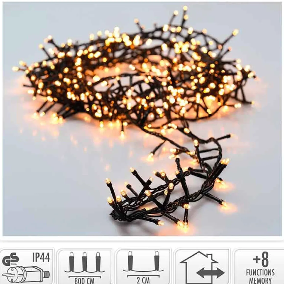 Guirnalda de luces Micro Cluster 400 LED IP44 luz cálida 8 m