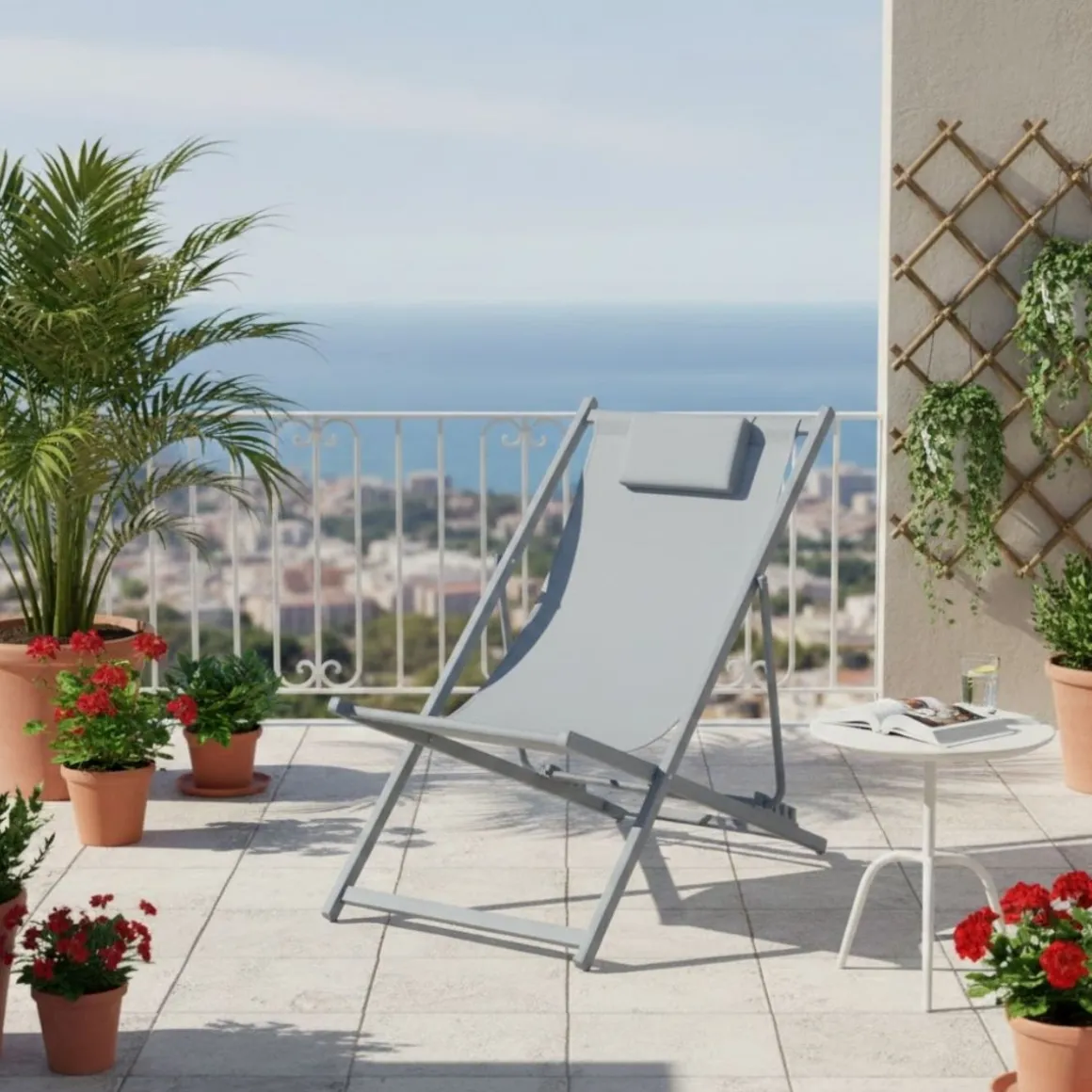 Hamaca Alcaraz plegable con reposacabezas 92-81x61x97-100 cm