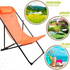 Hamaca plegable Aktive Garden 3 posiciones con reposacabezas