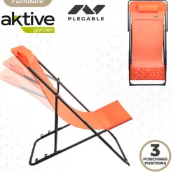 Hamaca plegable Aktive Garden 3 posiciones con reposacabezas