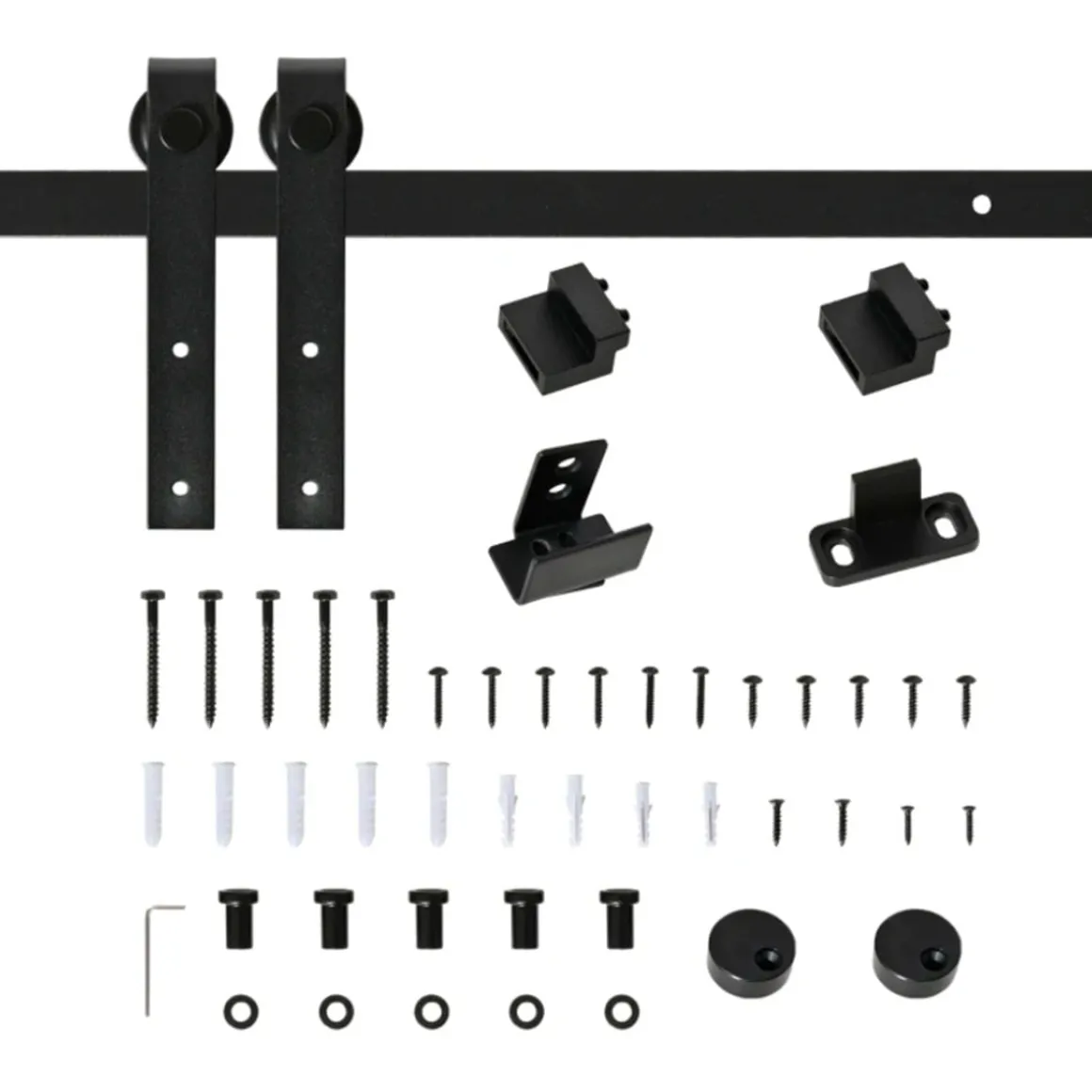 Herraje para puerta corredera Homcom 2 rieles negro 200 cm