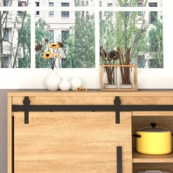 Herraje para puerta corredera Homcom 2 rieles negro 200 cm