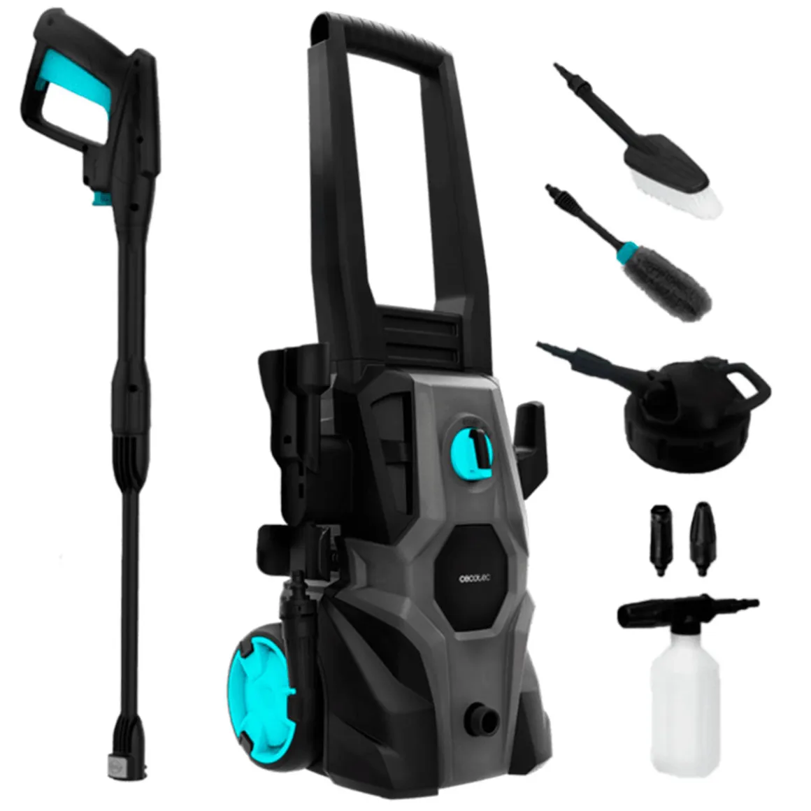 Hidrolimpiadora Cecotec HydroBoost 1600 Car&Garden 1600W 426L/h 135 bares con accesorios negro/gris