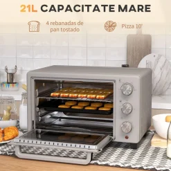 Horno de sobremesa Alec Homcom 1400W 21L 3 modos + temporizador 46 cm