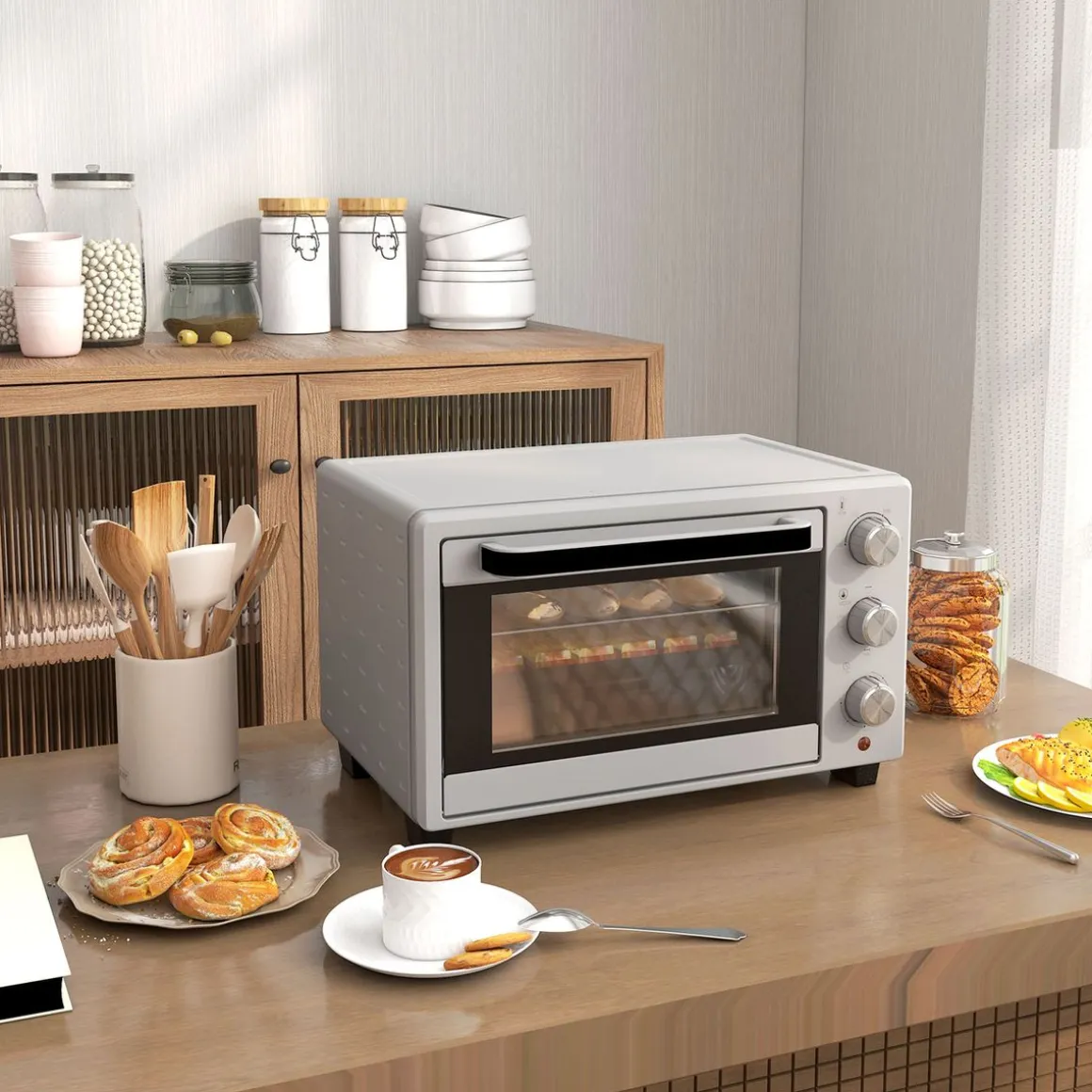 Horno de sobremesa Alec Homcom 1400W 21L 3 modos + temporizador 46 cm