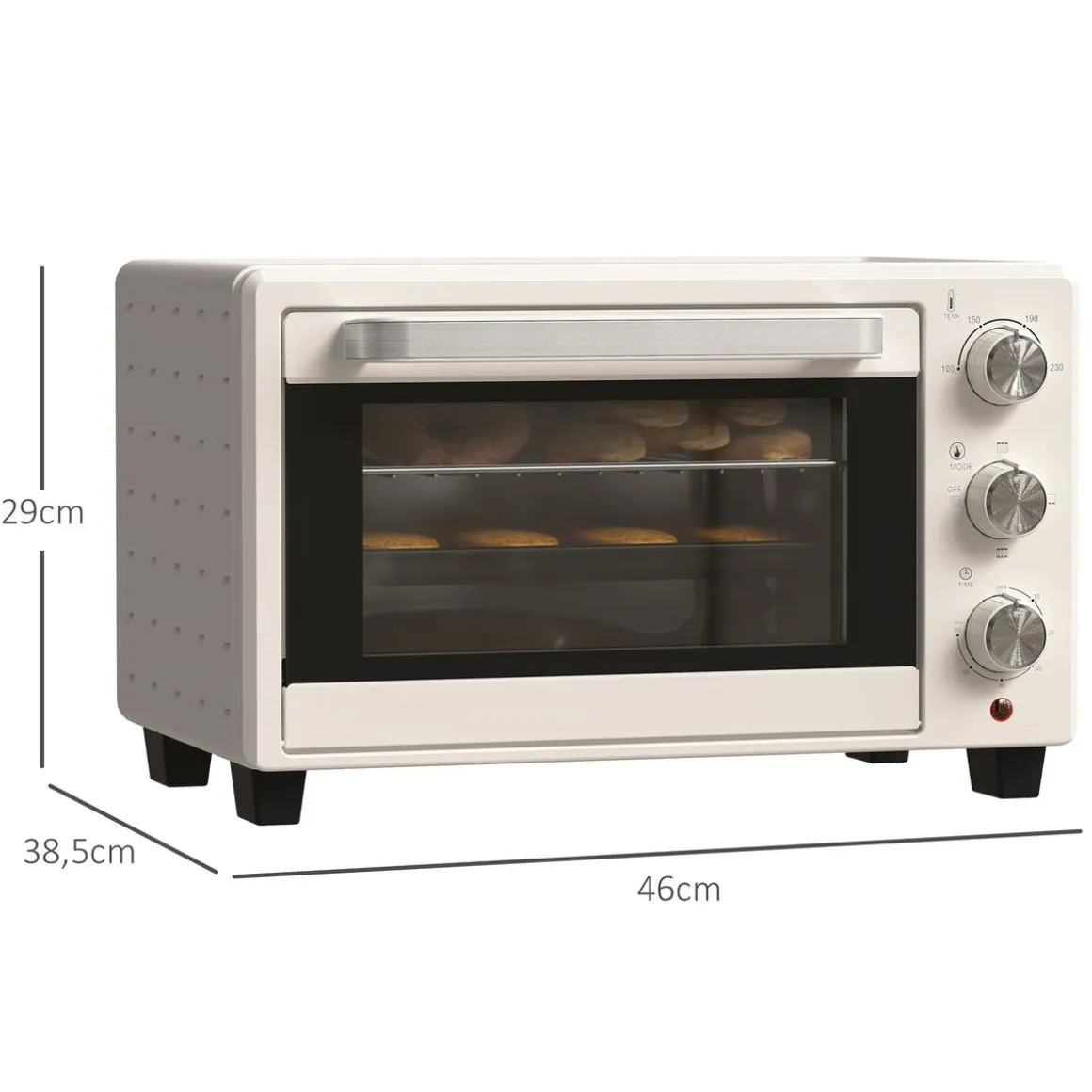 Horno de sobremesa Alec Homcom 1400W 21L 3 modos + temporizador 46 cm