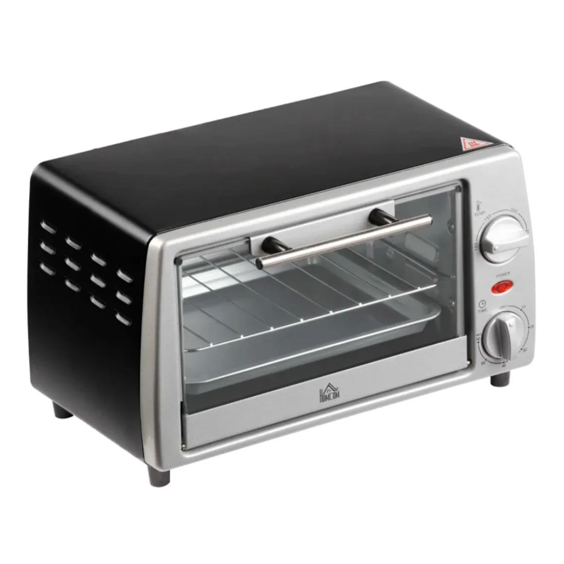 Horno de sobremesa Homcom 750W 10L con temperatura regulable y temporizador inox 22x36,5x26 cm