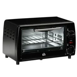 Horno de sobremesa Homcom 750W 10L con temperatura regulable y temporizador negro 67,5x63,5x30,5 cm