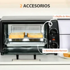 Horno de sobremesa Homcom 750W 10L con temperatura regulable y temporizador negro 67,5x63,5x30,5 cm