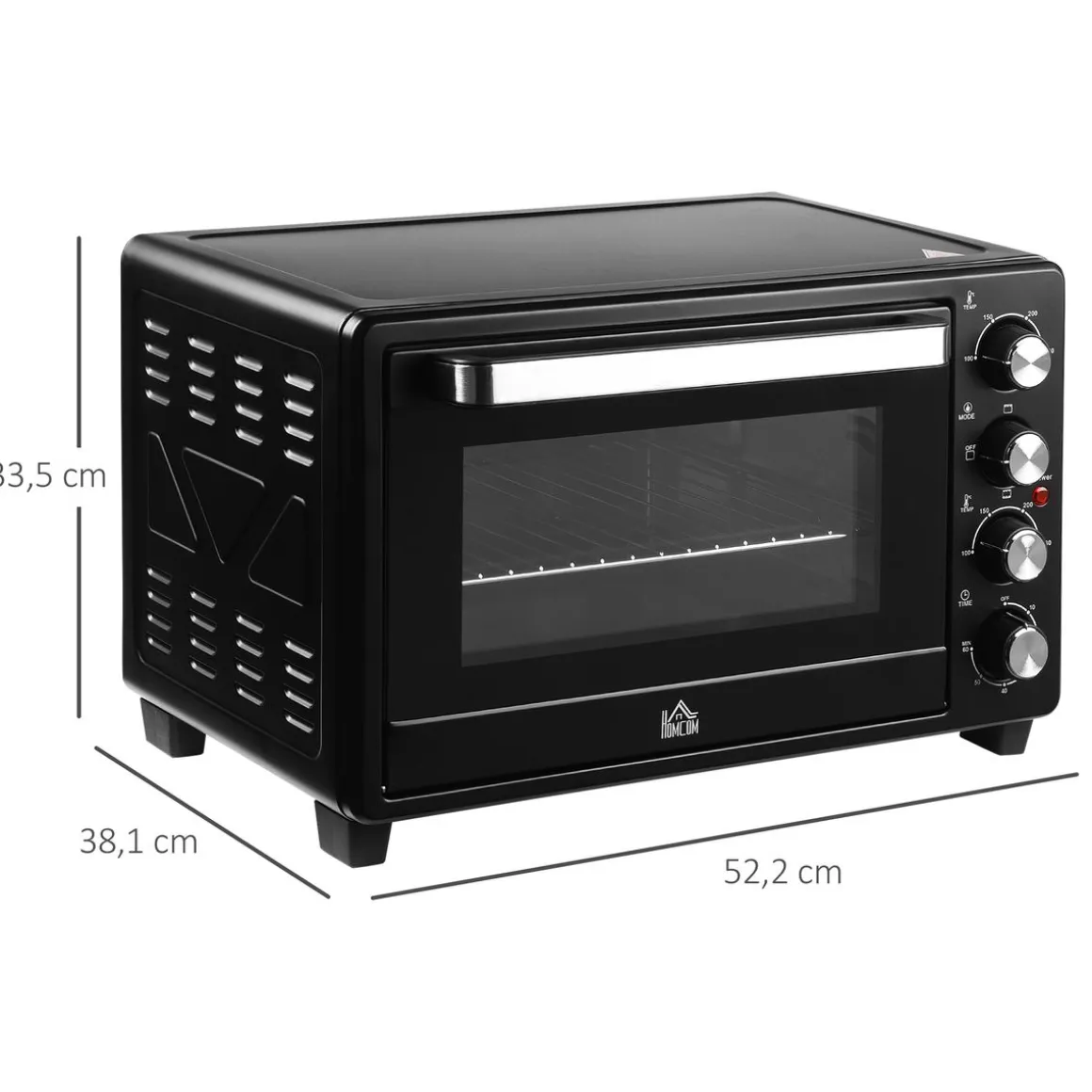 Horno de sobremesa Power Flame Homcom 32L 1600W negro 33,5x52,2x38,1 cm