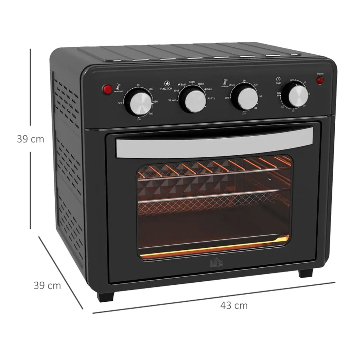 Horno de sobremesa Salsa Homcom 1600W 30L 7 funciones negro