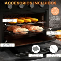Horno de sobremesa Salsa Homcom 1600W 30L 7 funciones negro