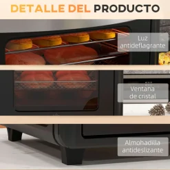 Horno de sobremesa Salsa Homcom 1600W 30L 7 funciones negro