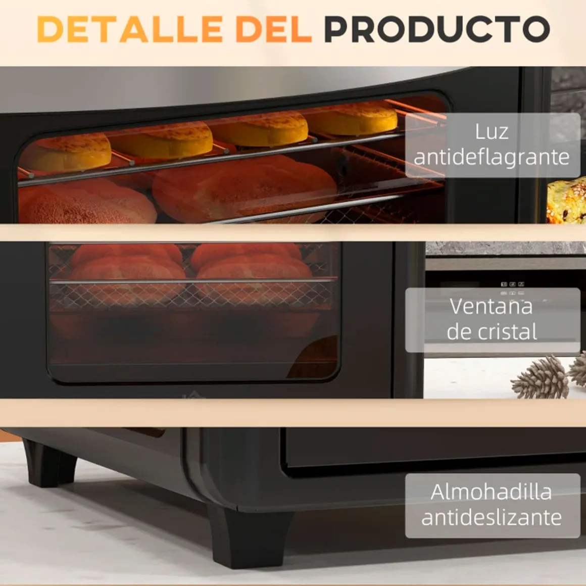 Horno de sobremesa Salsa Homcom 1600W 30L 7 funciones negro