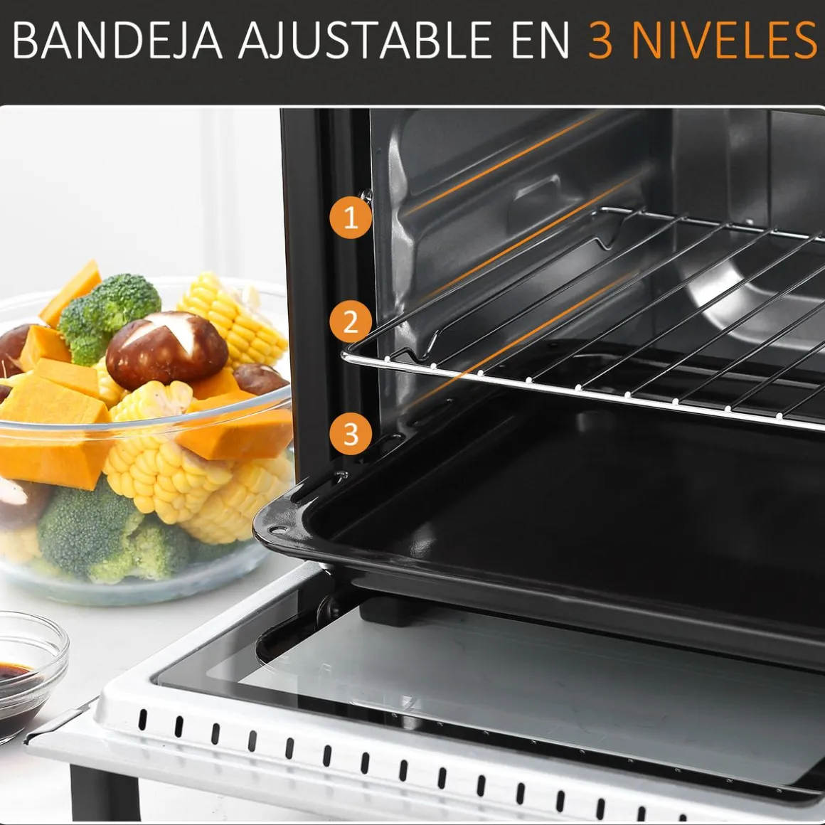 Horno de sobremesa Vulcan Homcom 1400W 16L blanco/negro 28,1x44x32 cm