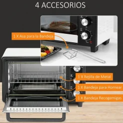 Horno de sobremesa Vulcan Homcom 1400W 16L blanco/negro 28,1x44x32 cm