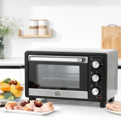 Horno eléctrico de sobremesa Homcom Casiopea 1400W portátil 16L plata 28,1x32x44 cm