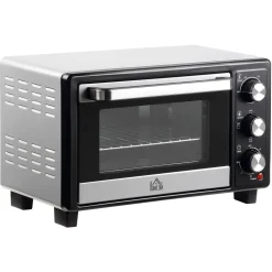 Horno eléctrico de sobremesa Homcom Casiopea 1400W portátil 16L plata 28,1x32x44 cm
