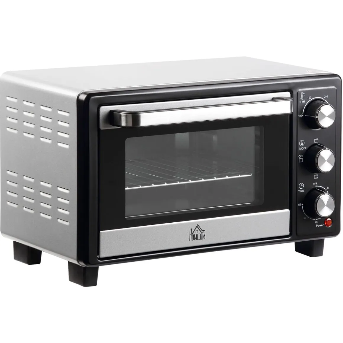 Horno eléctrico de sobremesa Homcom Casiopea 1400W portátil 16L plata 28,1x32x44 cm