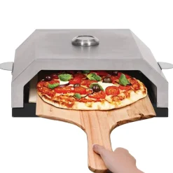 Horno para pizzas para barbacoa con piedra de cerámica inox 15,5x35x49 cm