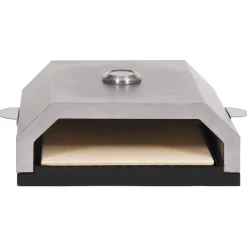 Horno para pizzas para barbacoa con piedra de cerámica inox 15,5x35x49 cm