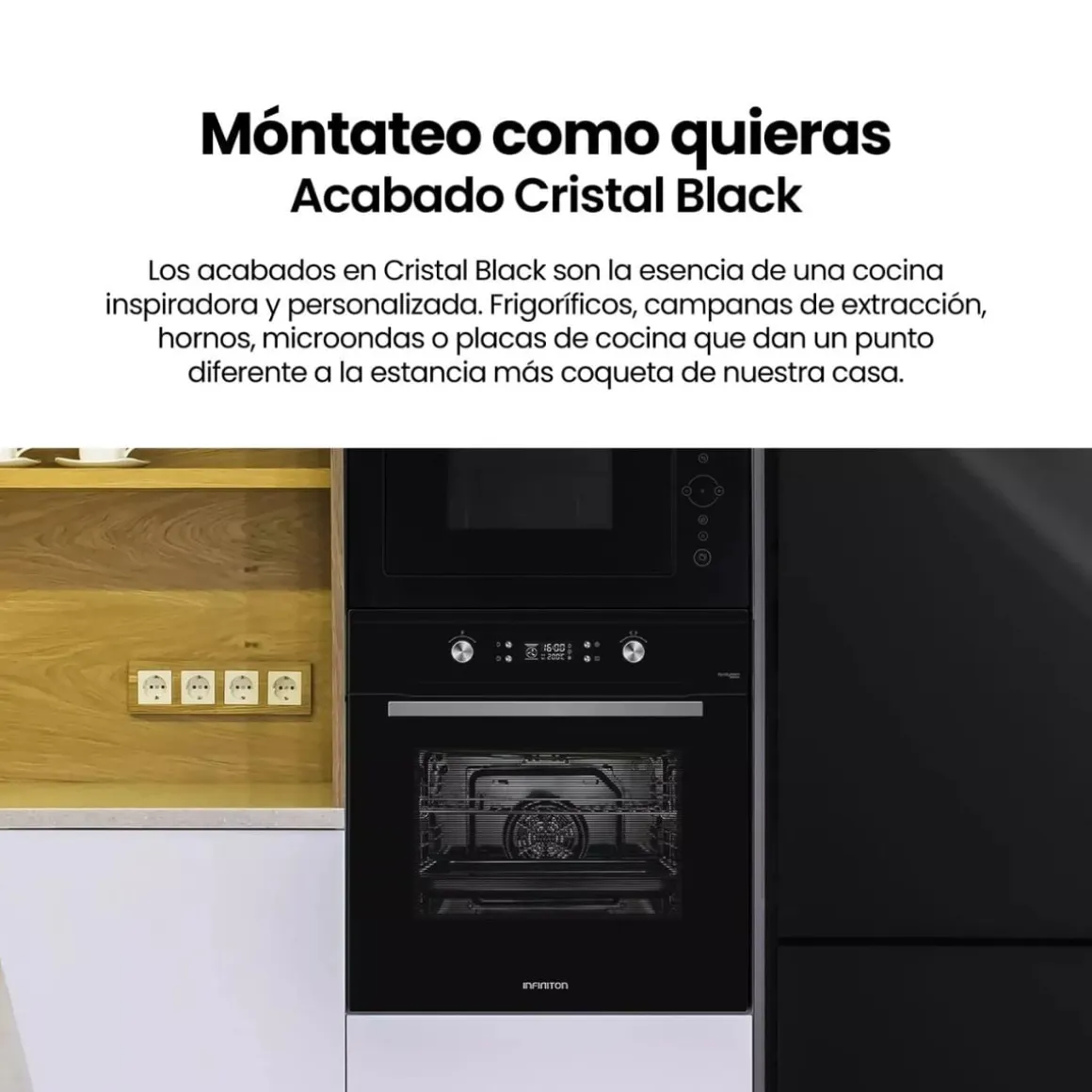 Horno pirolítico Infiniton P709FB 3200W 70L 9 funciones A negro 59,5 cm