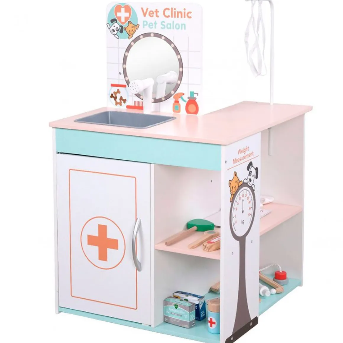 Hospital veterinario Teamson Kids 3 en 1 14 accesorios +3A blanco/verde 75,5x47,5x47,5 cm