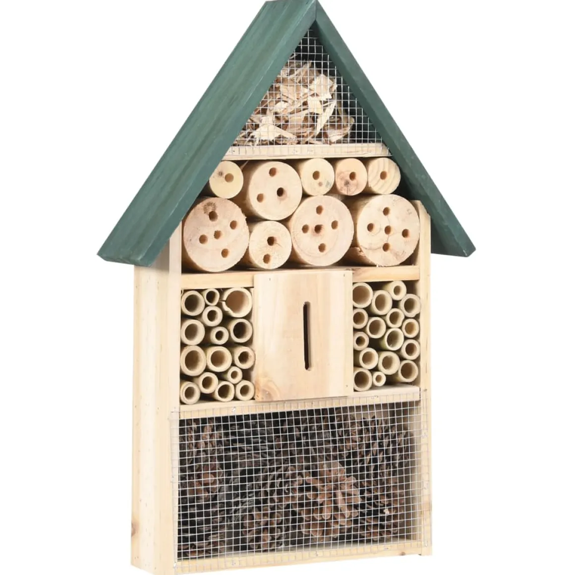 Hotel de insectos madera de abeto natural/verde 48x31x10 cm
