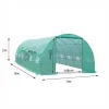 Invernadero de túnel Outsunny 12 ventanas con mosquitera verde 200x800x300 cm