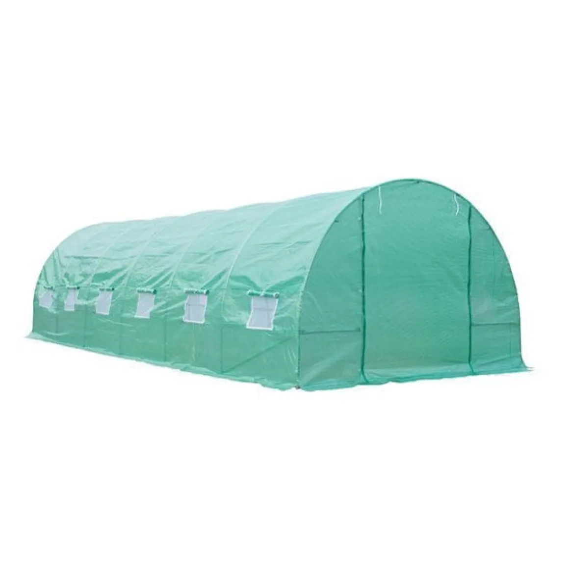 Invernadero de túnel Outsunny 12 ventanas con mosquitera verde 200x800x300 cm