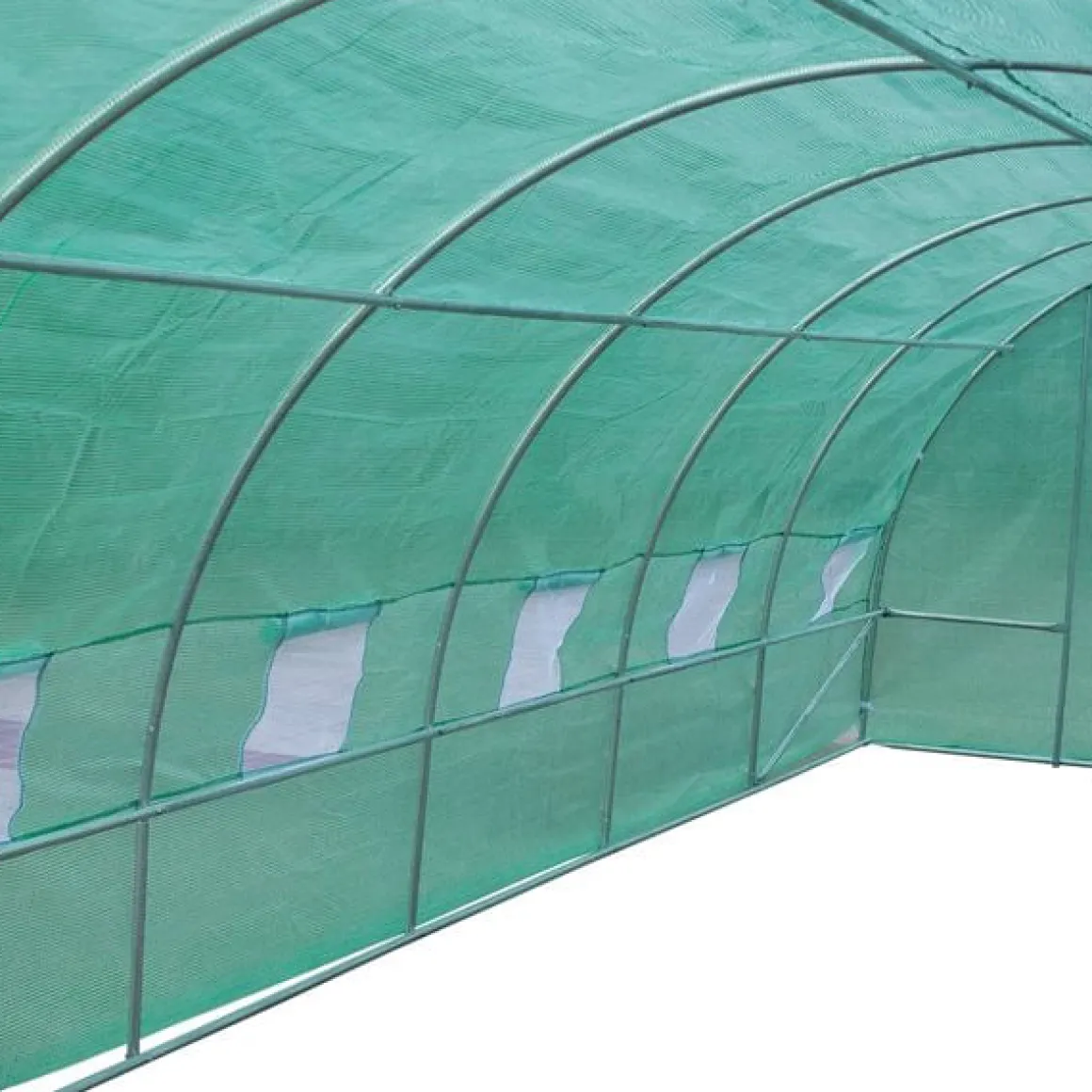 Invernadero de túnel Outsunny 12 ventanas con mosquitera verde 200x800x300 cm
